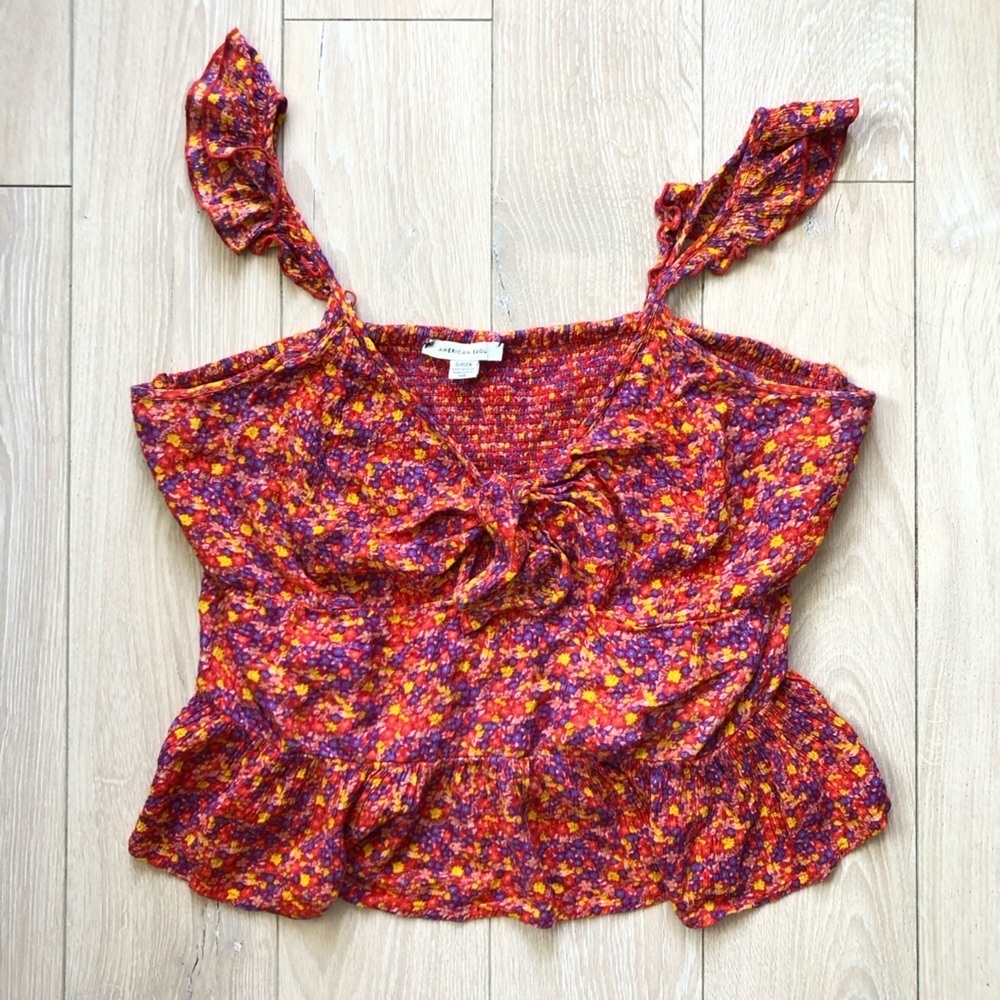 American Eagle Outfitters Smocked Floral Print Sleeveless Blouse Size S